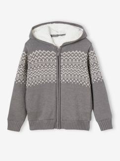 Jongens-Trui, vest, sweater-Vest-Jongenshoodie met ritssluiting met sherpavoering