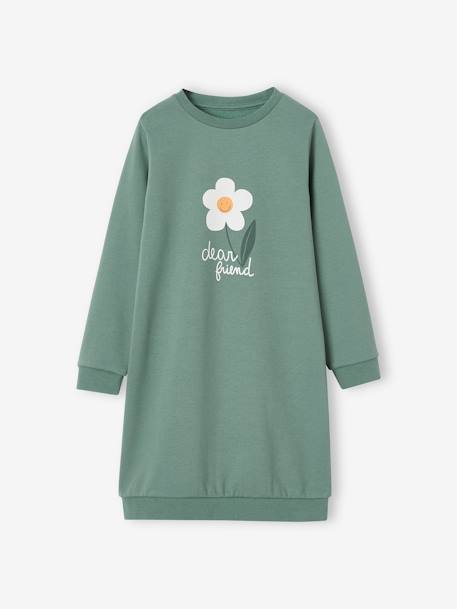 Basics fleece meisjesjurk gemêleerd grijs+lichtroze+marineblauw+smaragdgroen - vertbaudet enfant 