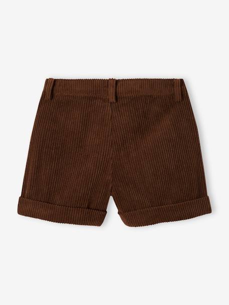 Ribfluwelen meisjesshort beige (poederkleur)+hazelnoot - vertbaudet enfant 