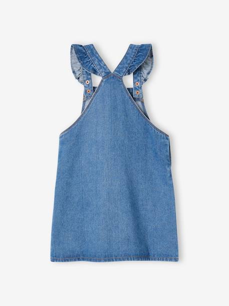 Salopettejurk van jeans met ruches op de schouders stone - vertbaudet enfant 