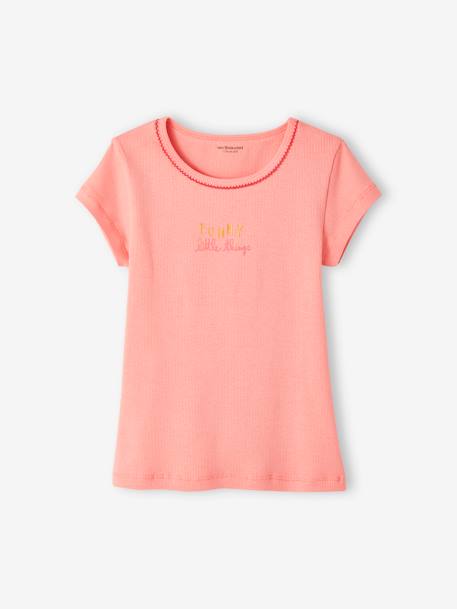 Set van 3 shirts voor meisjes in geribd breiwerk met korte mouwen nude - vertbaudet enfant 