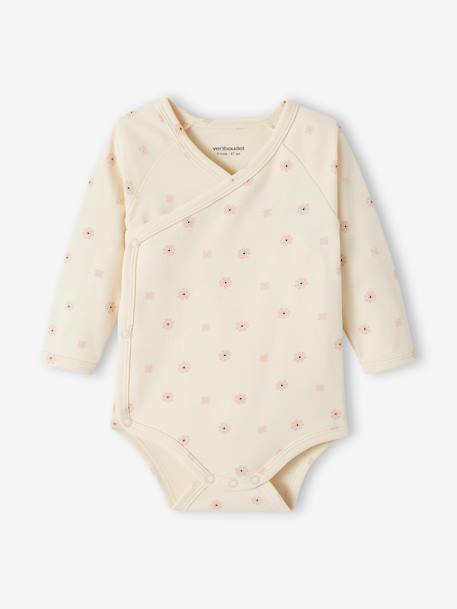 Set van 3 boeket babyrompertjes met lange mouwen en opening voor pasgeborenen roze (poederkleur) - vertbaudet enfant 