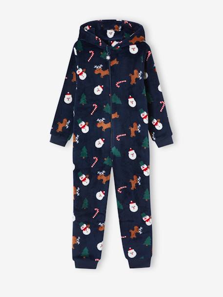 Onesie pyjama kerst jongens marineblauw - vertbaudet enfant 