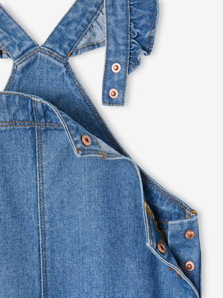 Salopettejurk van jeans met ruches op de schouders stone - vertbaudet enfant 