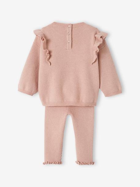 Tricot babyset trui + legging roze (poederkleur) - vertbaudet enfant 