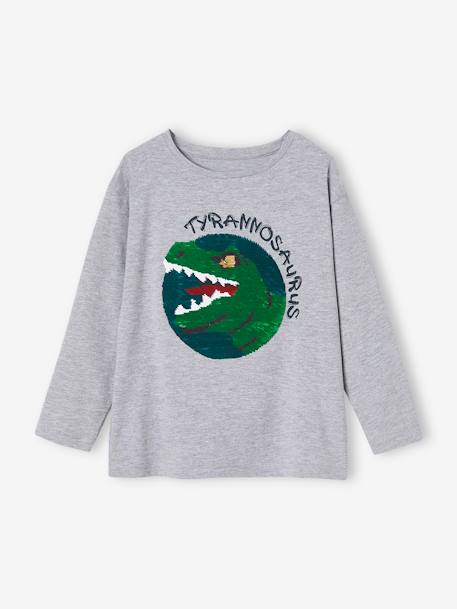 T-shirt voor jongens met astronautenthema en dubbelzijdige lovertjes ANTRACIETGRIJS+gemêleerd grijs - vertbaudet enfant 