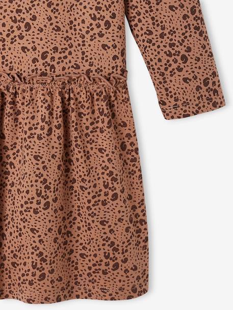 Meisjesjurk met print bruin, bedrukt+roze (poederkleur)+roze met print - vertbaudet enfant 