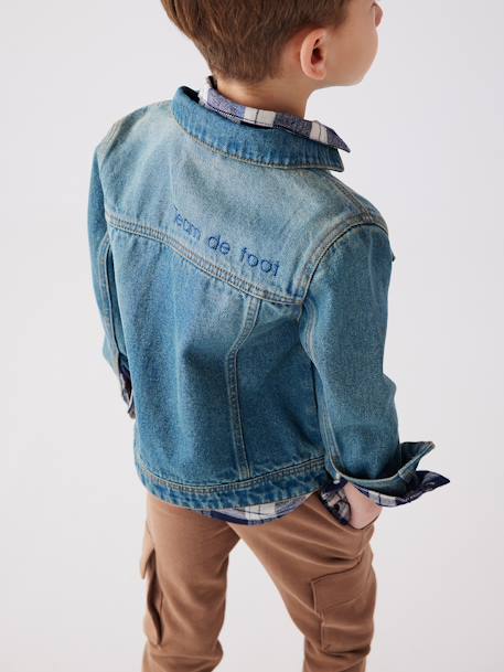 Personaliseerbare 'Waterless' spijkerjack voor jongens stone+zwart denim - vertbaudet enfant 