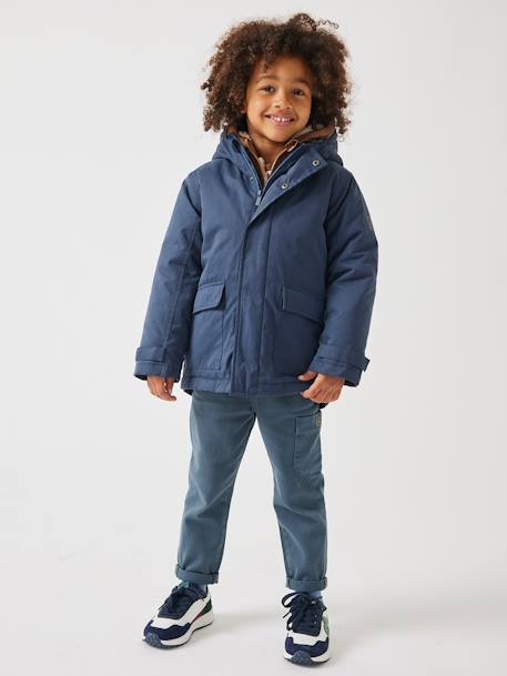 3-in-1-parka voor baby met afneembaar vest felblauw+kaki+Marinegrijs+pecannoot - vertbaudet enfant 