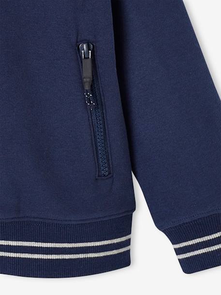 Jongenssweater met rits en capuchon. gemêleerd grijs+grijsblauw+marineblauw+rood - vertbaudet enfant 