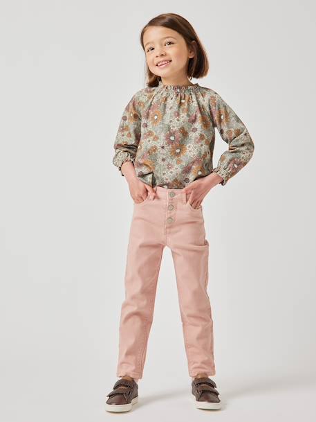 'Mom fit' MorphologiK medium meisjesbroek dennen+ecru+inktblauw+perzik+roze (poederkleur) - vertbaudet enfant 