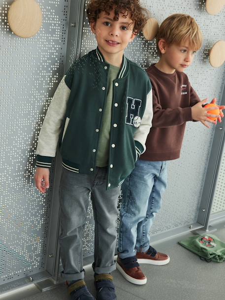 Teddy-sweatshirt in fleece voor jongens met lusbadge. dennen+marineblauw - vertbaudet enfant 