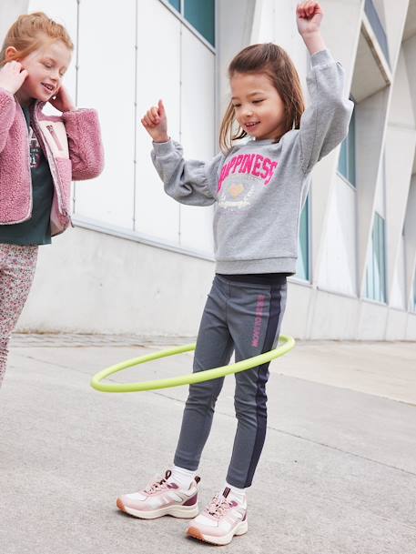 Hapiness' meisjesshirt met badstof en iriserende details gemêleerd grijs - vertbaudet enfant 