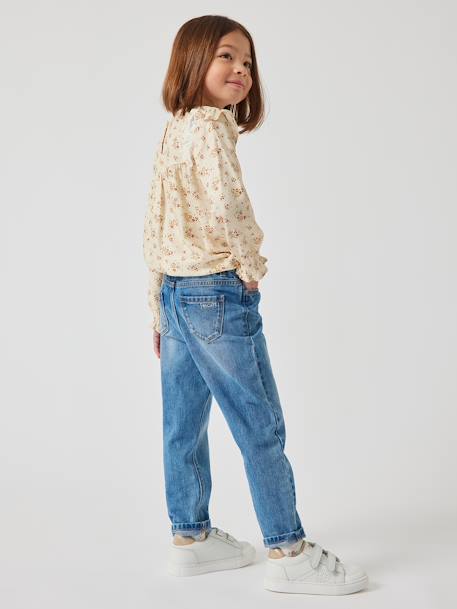 Jeans Mom fit MorphologiK meisjes heupomtrek MEDIUM stone - vertbaudet enfant 