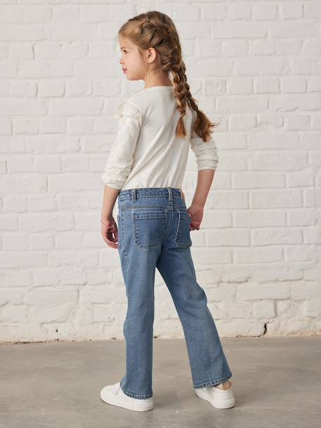 Flared meisjesjeans 7/8 jeansblauw+stone - vertbaudet enfant 