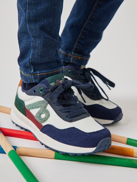 Sneakers met veters junior jeansblauw+marineblauw - vertbaudet enfant 