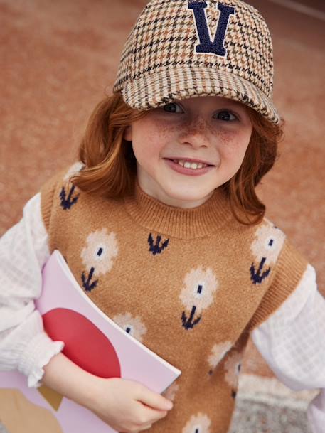 Warme meisjespet met ruitjes beige, geruit - vertbaudet enfant 