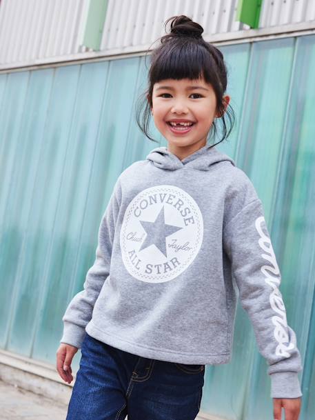 Chuck Patch Cropped Hoodie CONVERSE grijs+rozen - vertbaudet enfant 