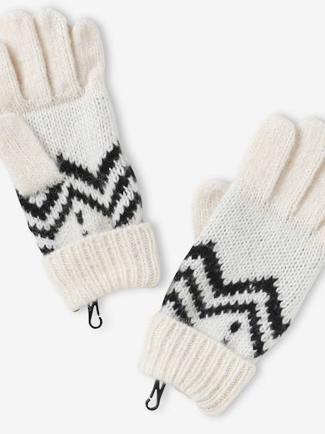 Handschoenen voor jongens van jacquard tricot beige - vertbaudet enfant 