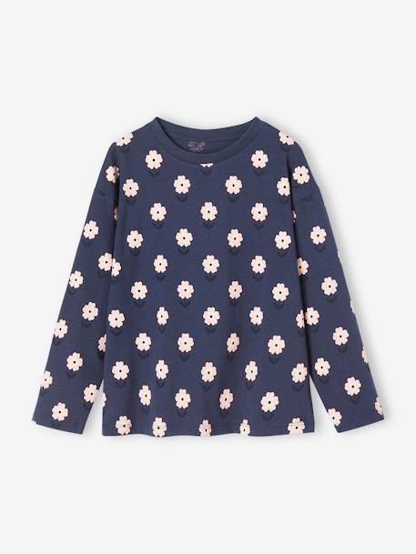 Meisjesshirt lange mouwen blauw, gestreept+hazelnoot+nachtblauw - vertbaudet enfant 