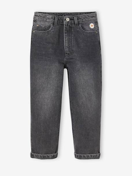 Losse boyfriendjeans voor meisjes. denimgrijs+double stone+stone - vertbaudet enfant 