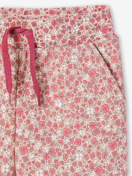 Molton joggingbroek met bloemenprint voor meisjes roze, bedrukt - vertbaudet enfant 