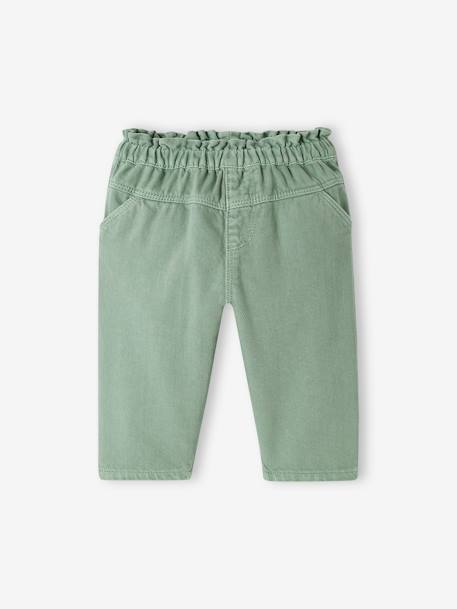 Babybroek van twill met elastische tailleband groen - vertbaudet enfant 