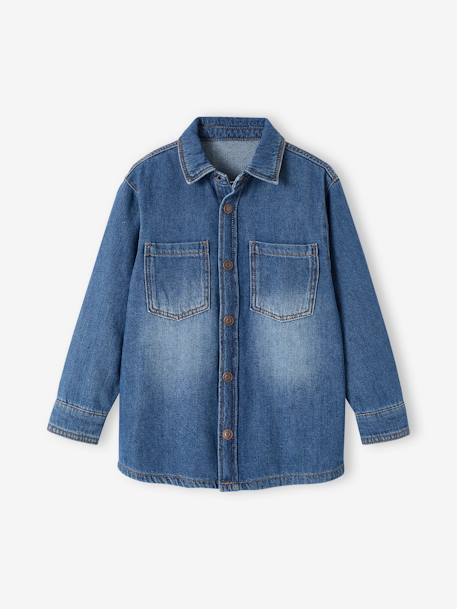 Denim jongenshemd gebleekt denim+stone+zwart denim - vertbaudet enfant 