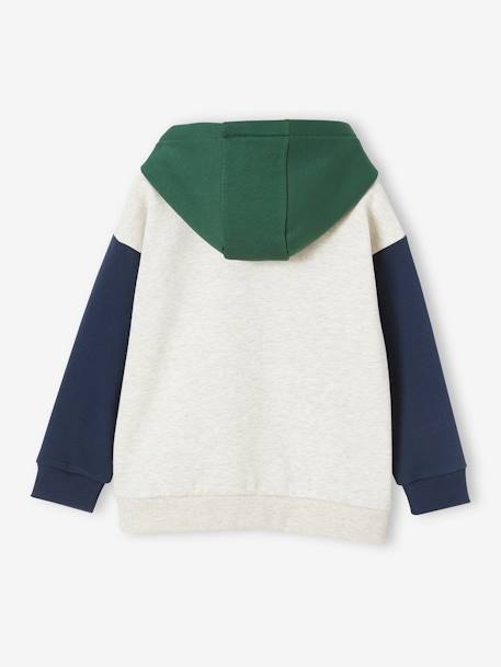 Colorblock jongenssweater met capuchon groen - vertbaudet enfant 