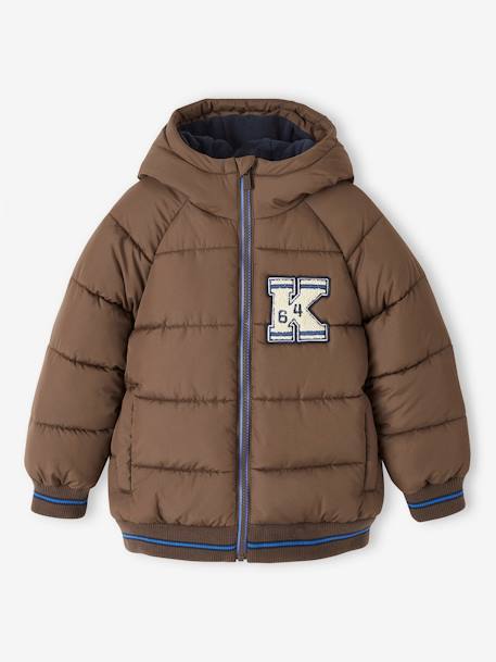 Donsjas college met voering van fleece chocoladebruin+dennen+marineblauw - vertbaudet enfant 