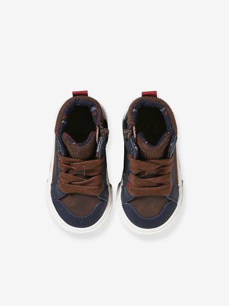 Hoge sneakers met veters en rits bruin - vertbaudet enfant 