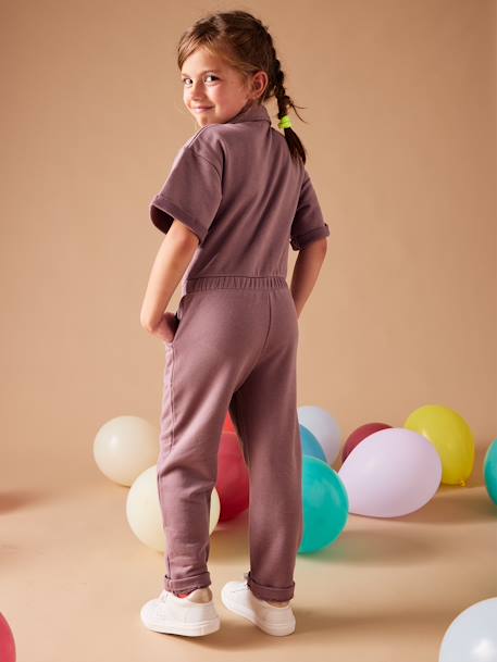 Fleece jumpsuit met korte mouwen voor meisjes zachtpaars - vertbaudet enfant 