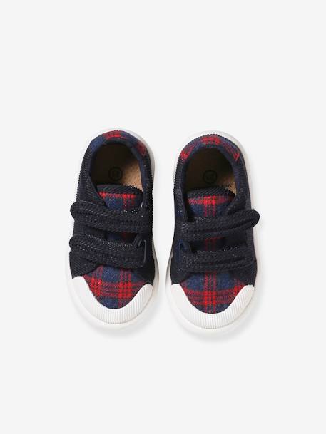 Textielen sneakers met klittenband voor baby blauw, geruit+grijs, geruit - vertbaudet enfant 