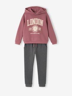 Set sweater met capuchon en jogging van fleece voor meisjes  - vertbaudet enfant