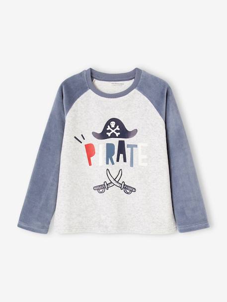 Set van 2 fluwelen pyjama's met piratenthema jongens grijsblauw - vertbaudet enfant 