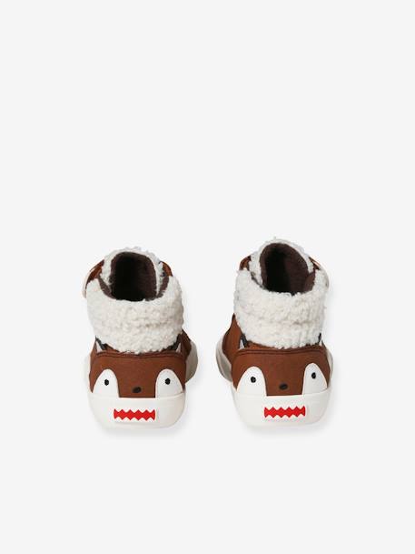 Hoge sneakers van leer, kleutercollectie bruin - vertbaudet enfant 