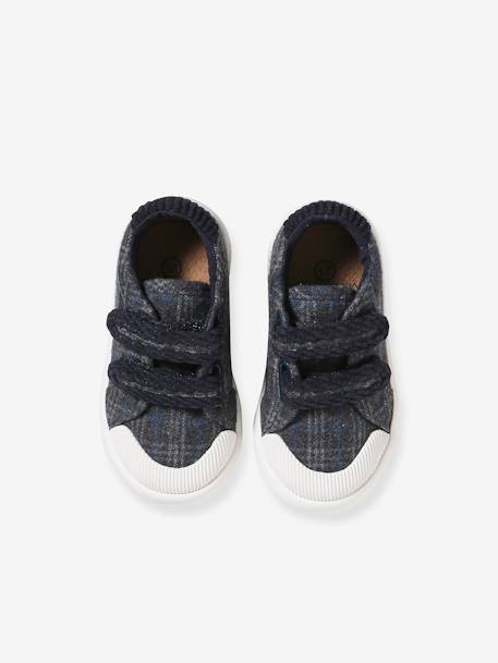 Textielen sneakers met klittenband voor baby blauw, geruit+grijs, geruit - vertbaudet enfant 