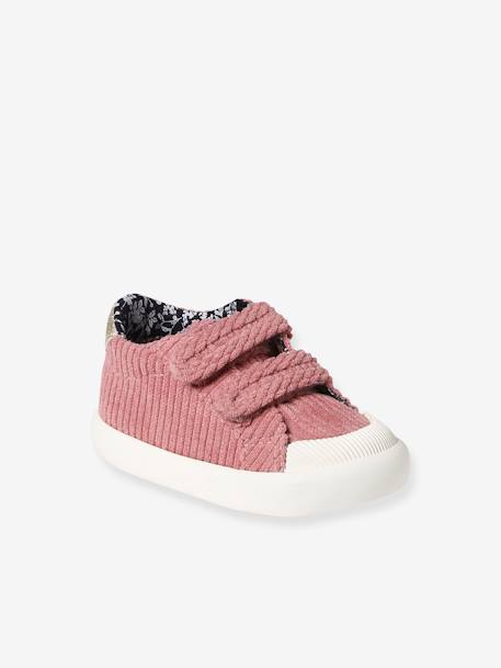 Textielen sneakers met klittenband voor baby framboos+marineblauw+oudroze - vertbaudet enfant 