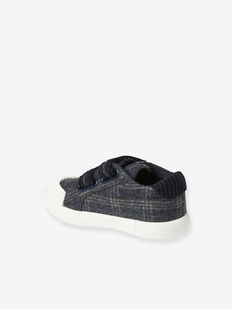 Textielen sneakers met klittenband voor baby blauw, geruit+grijs, geruit - vertbaudet enfant 