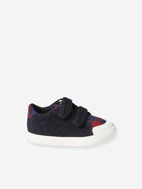 Textielen sneakers met klittenband voor baby blauw, geruit+grijs, geruit - vertbaudet enfant 