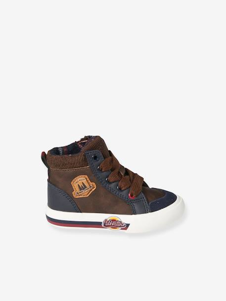 Hoge sneakers met veters en rits bruin - vertbaudet enfant 