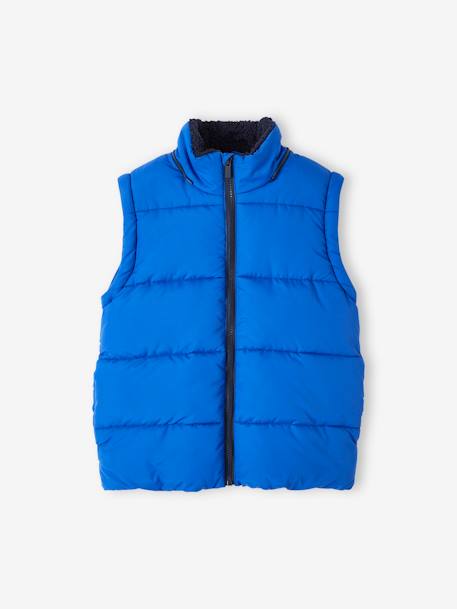 Donsjack met capuchon en verwijderbare mouwen voor jongens met fleece voering felblauw - vertbaudet enfant 