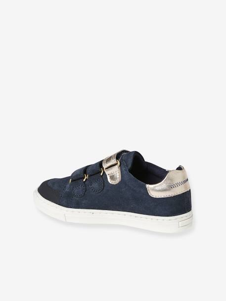 Leren meisjessneakers met klittenband marineblauw - vertbaudet enfant 