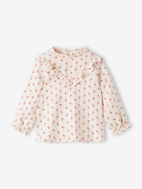 Soepele gebloemde babyblouse ecru - vertbaudet enfant 