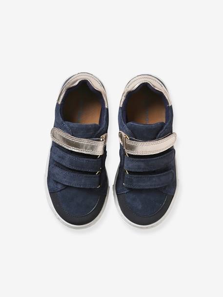 Leren meisjessneakers met klittenband marineblauw - vertbaudet enfant 