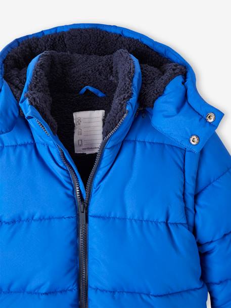 Donsjack met capuchon en verwijderbare mouwen voor jongens met fleece voering felblauw - vertbaudet enfant 