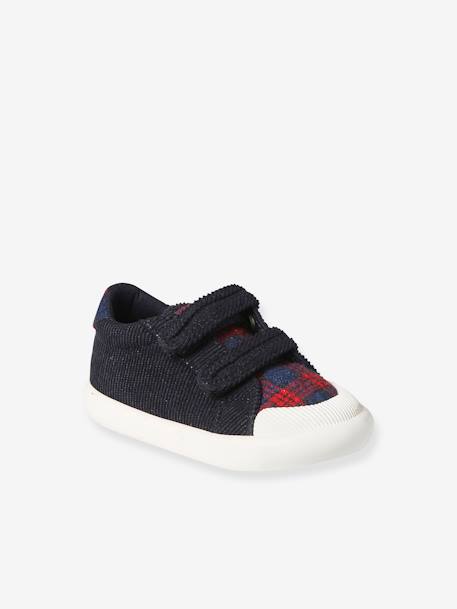 Textielen sneakers met klittenband voor baby blauw, geruit+grijs, geruit - vertbaudet enfant 