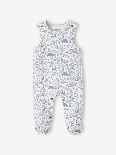 3-delige set boxpakje + romper + knuffel van biologisch katoen jeansblauw+roze (poederkleur) - vertbaudet enfant 