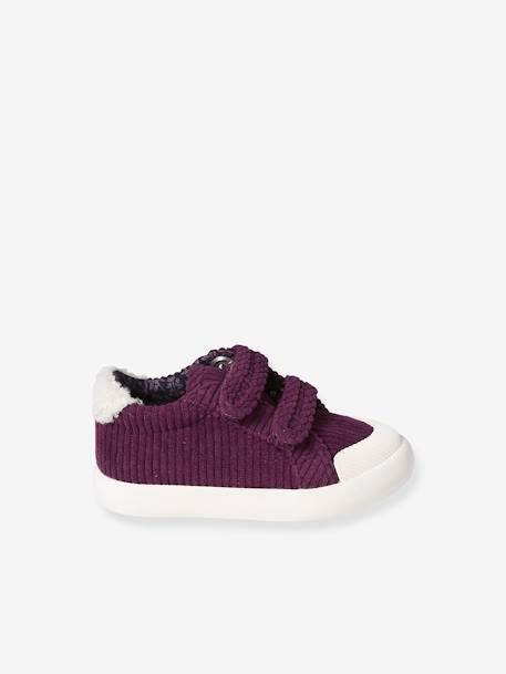 Textielen sneakers met klittenband voor baby framboos+marineblauw+oudroze - vertbaudet enfant 