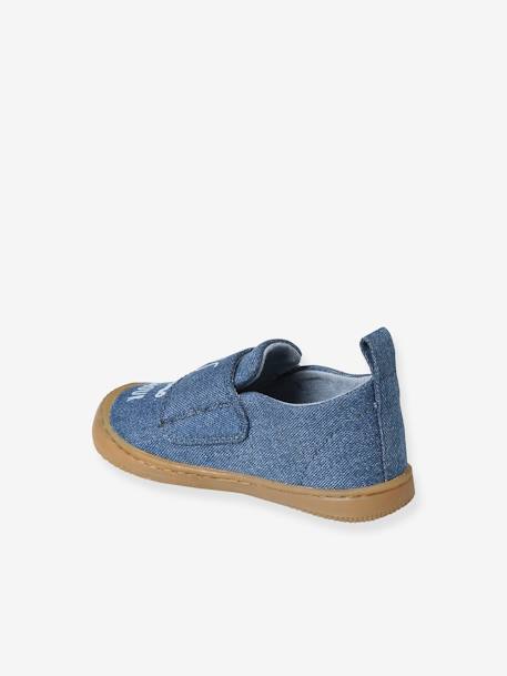 Denim stoffen sloffen met klittenband voor baby blauw, bedrukt+jeansblauw - vertbaudet enfant 